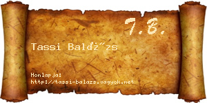 Tassi Balázs névjegykártya
